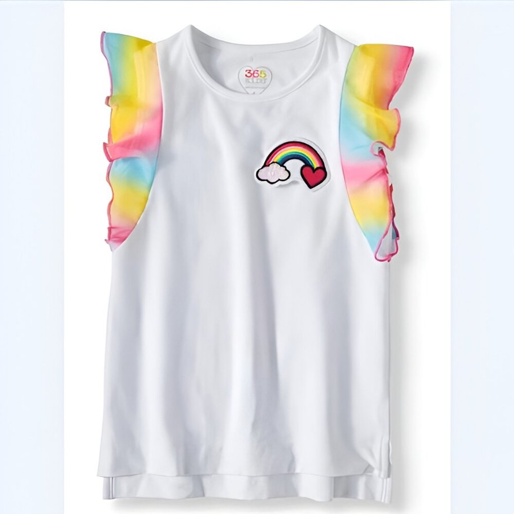 5/$20 NEW 7 Girls Rainbow Flutter Sleeve Shirt